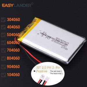 JST2.0mm 2Pin 3.7V 2000mAh 704060 리튬 이온 Lipo 폴리머 배터리