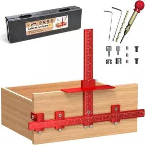 ECY 캐비닛 하드웨어 지그 조절 가능한 핸들 설치 도구 서랍 당김 및 도어를 위한 자동 센터 펀치가 포함된