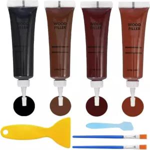 다크 우드 가구 수리 키트 테이블 바닥 캐비닛용 4색 스크래치 필러 균열 칩 변색을 오래 지속되는 결과로