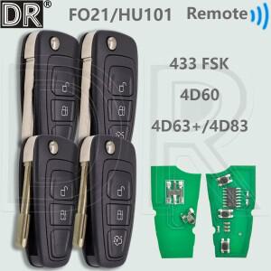 DR 5WK50165 433FSK 4D63 +/4D83Chip HU101/FO21 포드 포커스 용 자동차 원격 키 Fiesta Kuga C-Max Mondeo