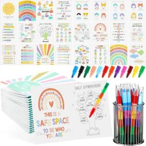 타오바리 25세트 DIY 페인팅 컬러링북 벌크 아트 테라피 테마 공예 크레용 드로잉 성인 여성 남성을 위한