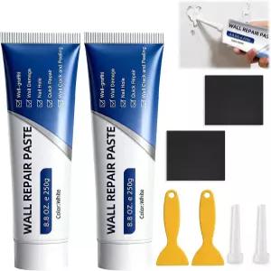 건식 벽체 수리 키트 스패클 벽면 2개 새로운 균열 페이스트 스크레이퍼/사포가 있는 튜브 스크래치 구멍