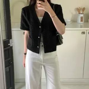 솔저스여친 하프 코트 트위드 슬림핏 브이넥 재킷 반팔 OPH2