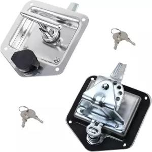 2개의 스테인리스 스틸 자동차 트레일러 도어 래치 RV 도구 상자 잠금장치 개스킷 T핸들 키 304 고도로