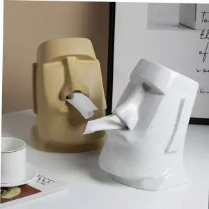 TBZ 모아이도자기티슈케이스 각티슈 두루마리 모아이석상