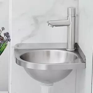 모서리 세면대 코너형 벽걸이 도자기 세면기 화장실 스테인리스