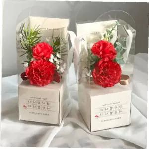 가정의달 감사 조화 꽃 장식 투명 케이스 포장 세트 축하 선물용 화훼 장식품