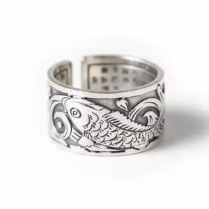 성공 오픈링 S925 은반지 반야심경 행운 합격 잉어 승진