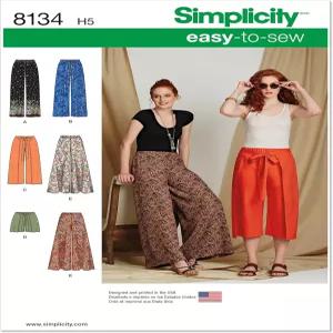 심플함 8134 쉽게 바느질 있는 여성 바지와 반바지 패턴 사이즈 14-22 화이트