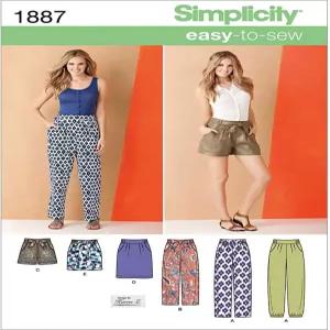 심플리티 US1887K5 여성 바지 반바지 스커트 바느질 패턴 키트 카렌 Z 코드 1887 사이즈 8-16