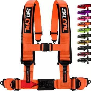 버킷 시트용 오렌지 4포인트 1개 벨트 2인치 퀵 릴리즈 10가지 색상 옵션 레이싱 UTV RZR 카 (6304)