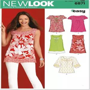 심플리티 U06871A 새로운 스타일의 미스 풀오버 튜닉 및 탑 재봉 패턴 키트 코드 6871 사이즈 10-22