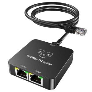 이더넷 스플리터 1대 2 출력 CAT 6 케이블 1000MBPS 고속 RJ45 스플리터 5 /5E /6 /7 /8 케이블용 기가비트 인터넷 커넥터 포함
