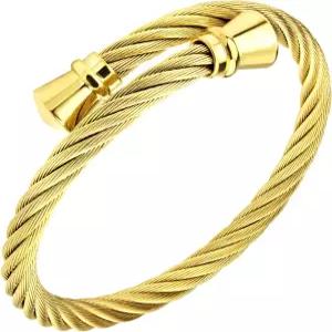 555보석 클래식 빈티지 스테인리스 트위스트 와이어 커프 팔찌 뱅글