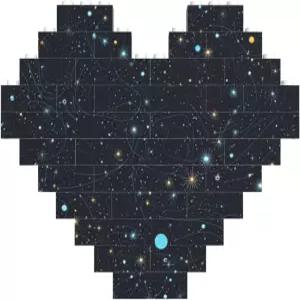 별자리 성단 은하단 벽돌 블록 퍼즐 하트 모양 개인 맞춤형 그림 3D 마이크로 빌딩 홈 데코 세트용 사진