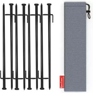 비푸어 헤비 듀티 스틸 텐트 스테이크 - 야외 캠핑 캐노피와 방수포를 위한 방수 페그 12인치 8/10/12PC 팩