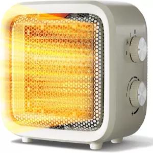 차크리 소형 공간 히터 사무용 1500W 미니 데스크 온도 조절기가 장착된 휴대용 PTC 세라믹 2S 고속 난방