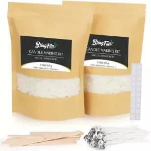 초보자를 위한 블링펀 캔들 만들기 키트 천연 소이 왁스 에센셜 오일 컬러 염료 멜팅 피처 윅 세트 성인 및