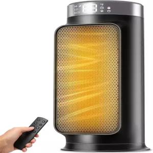 리모컨이 있는 1500W PTC 조용한 공간 히터 실내용 15.8인치 휴대용 전기 사무실용 75 진동 세라믹 24시간