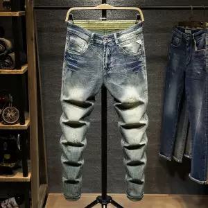 남성청바지 봄가을 개성 패치 구제 스키니 데님팬츠 심쿵해외구매