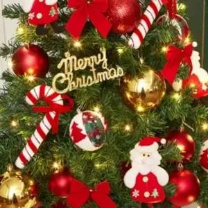 레드리본 크리스마스 트리 장식 산타 크리스마스 오너먼트 꼬깔 골드 세트