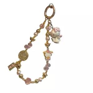 키티 합금 부의 신 크리스탈 구슬 휴대폰 체인 스트랩