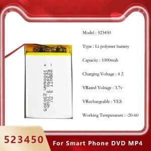 1000mAh 3.7V 523450 리튬 이온 폴리머 리포 충전식 배터리 스마트 폰 DVD MP3 MP4 MP5 LED 램프 블루투스