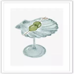 빈티지 씨셸 마티니 칵테일 포스터 와인 잔 올리브 캔버스 월 아트 모던 러스틱 스타일 애호가