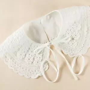 여성 패션 탈부착 레이스 포인트 넥 카라