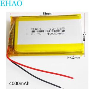 리튬 폴리머 충전식 배터리 전원 EHAO 124065 GPS PSP 파워 뱅크 태블릿 PC 노트북용 3.7V 4000mAh