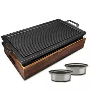 휴대용 화로 숯불 직사각 그릴 캠핑 나무