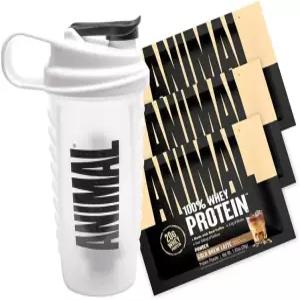 동물성 100 유청 단백질 분말 및 25온스 BPA 프리 셰이커 병 - 리얼 인스턴트 스 커피 20g 카페인 식사