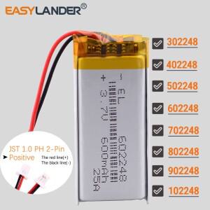 3.7V 902248 900mAh JST1.0mm 2핀 충전식 리튬 이온 폴리머 배터리