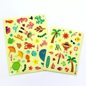 바다 해변 투명스티커 4p 여름수업 일기장 다이어리 꾸미기 아이템 미술학습 문화센터