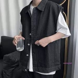 남성 데님조끼 캐주얼 학생자켓 봄가을 간절기 청 청데님조끼zab194