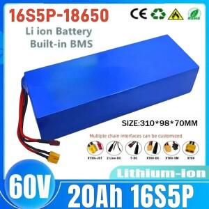 1000W 모터용 배터리 팩 - BMS가 포함된 바이크 오토바이 스쿠터 자전거용 16S5P 60V 20AH 리튬