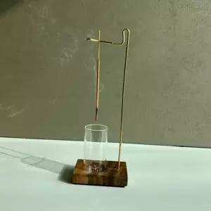 스틱 우드 인테리어 나무 향로 인센스 유리 홀더