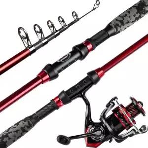 고스트혼 낚싯대와 릴 콤보 접이식 텔레스코픽 여행용 휴대용 낚시 세트 탄소 섬유 소금물 담수용 캐리어