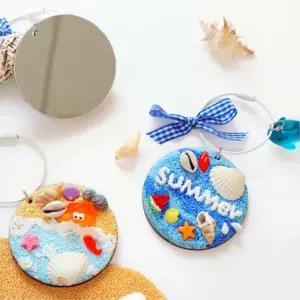 5인세트 여름바다 해변가 손거울 키링만들기 가방걸이 초등 돌봄 수업재료 문화센터