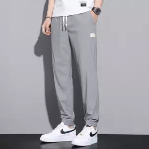 남성 여름 속건 아이스 허리벤딩 얇고 루즈한 탄력성 조거 9부 팬츠 심쿵돌직구