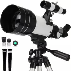 천체 망원경 대물 렌즈 초점 거리 300 조리개 70 최대 배율 150배 파인더 스코프 및 삼각대 장착 (1)
