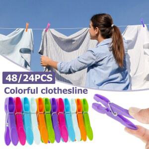 24 48개 플라스틱 컬러 빨래집게 옷걸이용 집게 수건 클립 가정용 보관용 걸이 옷걸이 빨래줄용