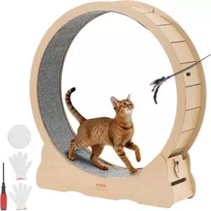 VEVOR 고양이 운동 휠 실내 위한 48인치 나무 러닝 카펫이 깔린 런웨이 및 잠금 메커니즘이 있는 러닝머신