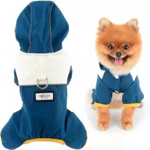 스몰리_럭키_스토어 패치워크 방수 소형견 점프슈트 레인코트 네 발 레인 재킷과 디링 강아지 후드 폰초