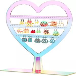 퀸클레이 귀걸이 홀더 하트 모양 주얼리 디스플레이 구멍이 있는 2단 스탠드 에스테틱 귀여운 아크릴 랙