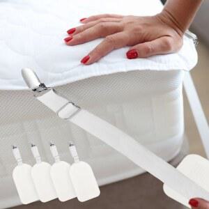 4개 세트 침대 시트 스트랩 길이 조절 가능한 탄성 침대 시트 홀더 매트리스 클립 고정 장치 담요 그립퍼 침구 고정용