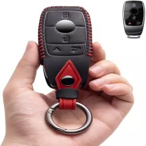 메르세데스 벤츠 키 포브 커버 가죽 자동차 케이스 키체인 홀더 A C E G S 클래스 20172024블랙와 호환되는