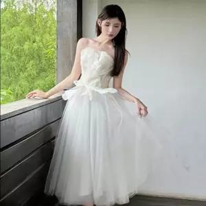 스몰웨딩 숏 웨딩드레스 오프숄더 원피스 촬영용 드레스 데일리 겸용