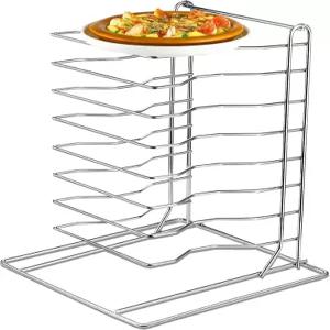 Suzile 피자 랙 8단 스탠드 9.5L x 8.1W 16.5H 스테인리스 스틸 팬 홀더 파티 뷔페 테이블 접시 트레이