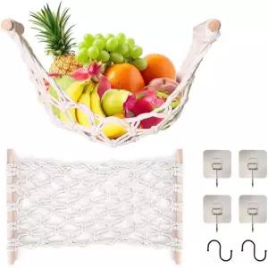 캐비닛 아래 과일 바구니 해먹 직조 야채 걸이 바나나 후크가 달린 주방용 보관함 가정용 식당 장식용 메쉬